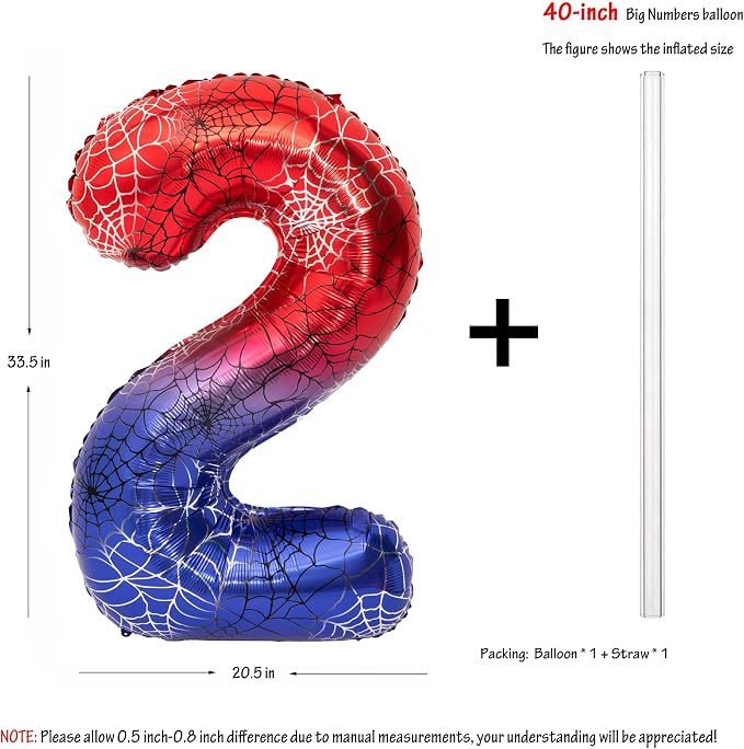 40 IN Red Blue Gradient Number 2 Balloon Large Digital 2 Foil Balloon | - Image 2