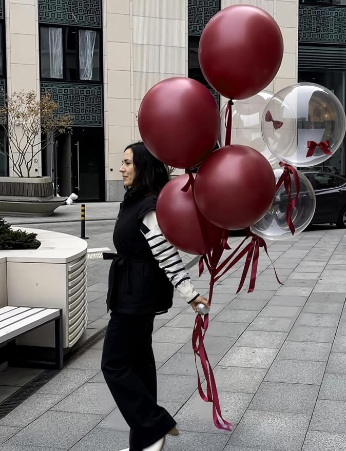 Burgundy and Gold Balloons, Metallic Gold and White Sand Latex Balloon - Image 7