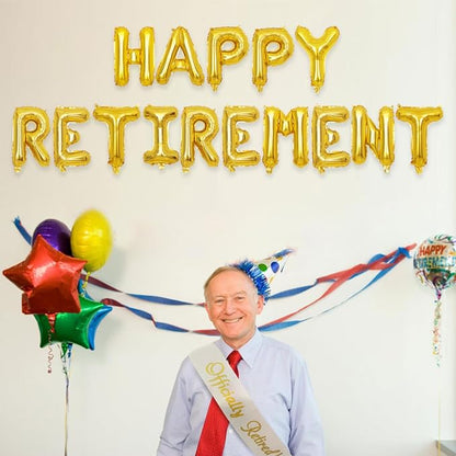 2 Set 30Pcs Gold Happy Retirement Letter Balloons 16in Balloon Foil Letter - Image 3