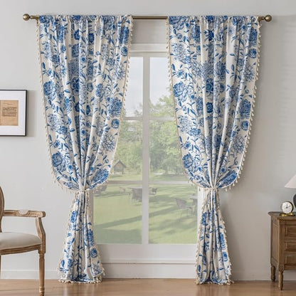 F-CHU Bohemian Curtains for Bedroom 63 Inch Length French Country Floral Drapes - Image 5