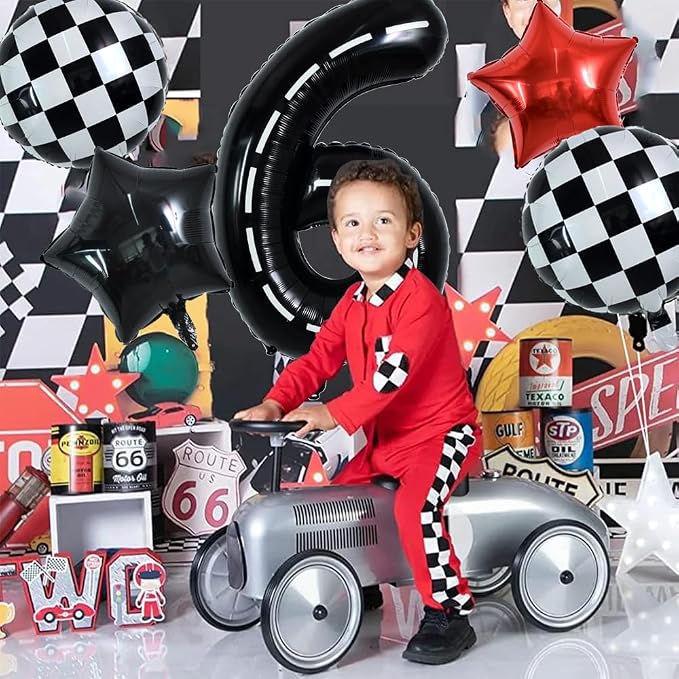TONIFUL 40 Inch Race Car 6th Birthday Balloons - Image 4