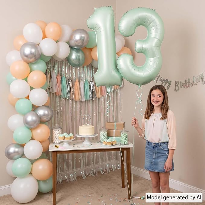 Olive Green Number 13 Balloon 40 Inch, Boho Hanging Sign - Image 6