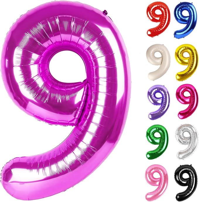 Rosy Purple Number 9 Balloon 40 Inch by IWERP