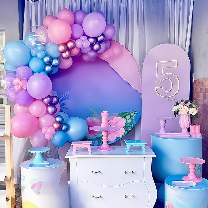 HILAVO Pink and Blue Balloons 12 Inch Pastel Metallic Blue Baby Light Pink - Image 7