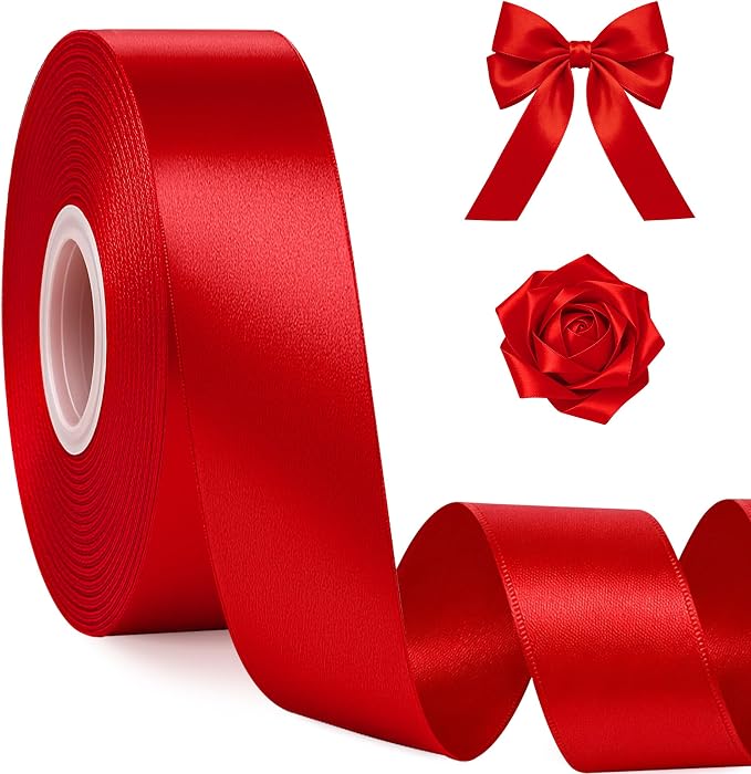 1In 30Yards Red Satin Ribbon for Gift Wrapping Wedding Valentine Christmas | by Fullive