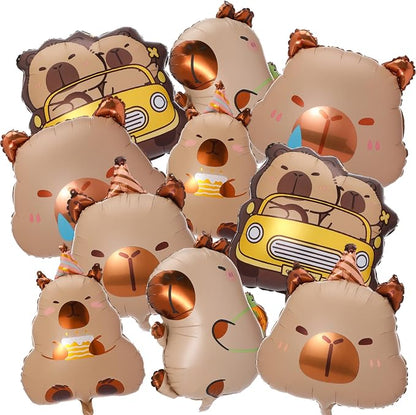 Civaner 10 Pcs Capybara Foil Balloons Animal Theme Birthday Party Decorations by Civaner