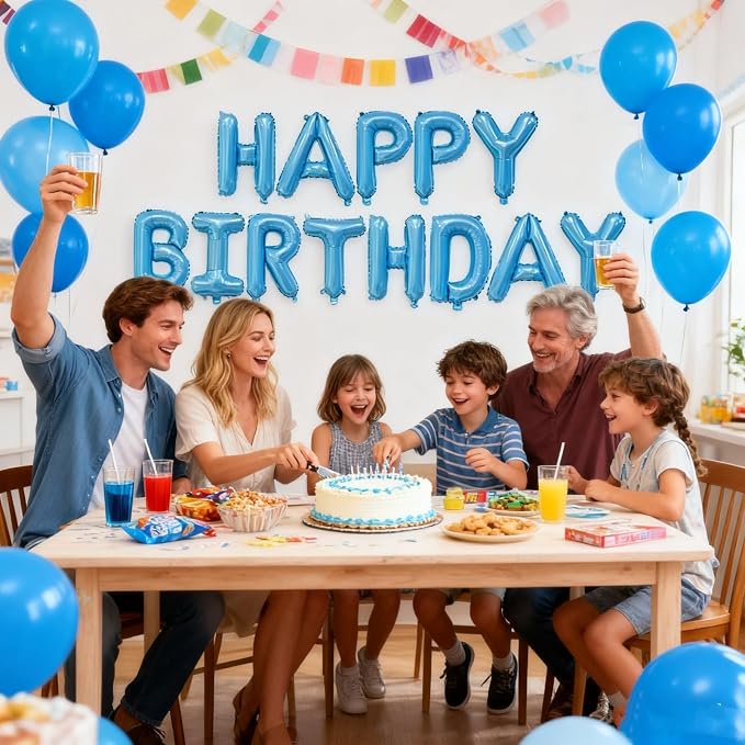 16" Happy Birthday Foil Letter Balloons Banner Set | Alphabet Balloons - Image 7