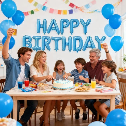 16" Happy Birthday Foil Letter Balloons Banner Set | Alphabet Balloons - Image 7