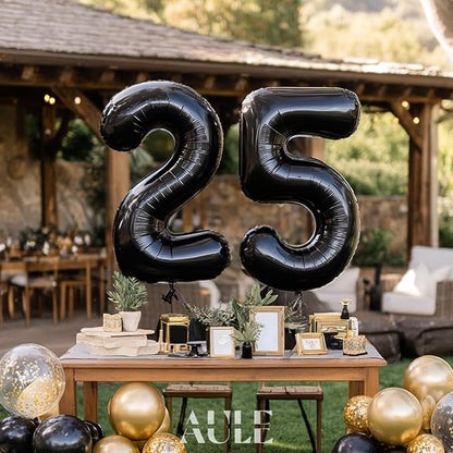 AULE 40 Inch Black Number Balloon 25 Foil 0-9 Birthday Big Numbers | Birthday - Image 4
