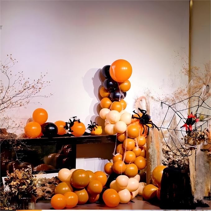 130pcs 18 12 10 5 Inch Black and Orange Balloons Garland Arch Kit | Different - Image 5