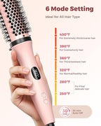 Bopcal Dual Voltage Thermal Brush, 1.5 Inch Heated Round Brush for Blowout Look, Heated Curling Styler with Negative Ions & Ceramic for Volumizing, 6 Temps & Auto Shut-Off, No Damage,Peach Pink