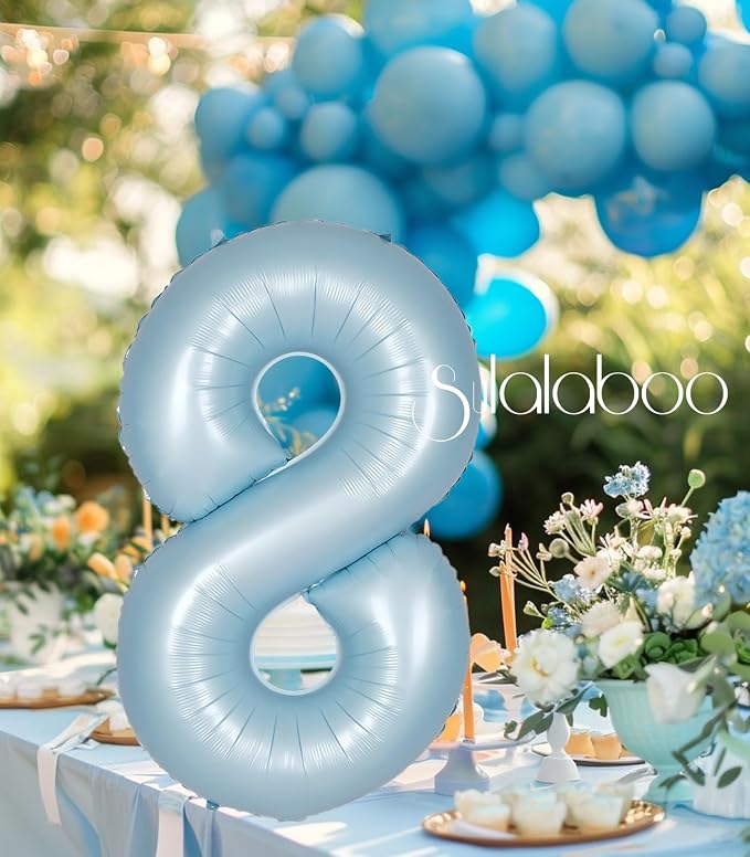 40 Inch Light Blue Number 8 Balloon 0-9 Big Helium Balloons | Large Giant - Image 7