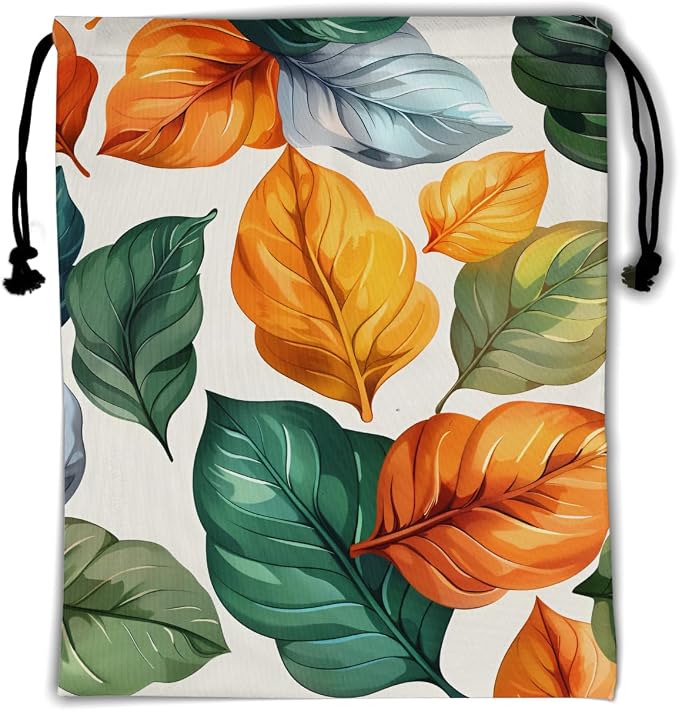 Colorful Leaves Gymnastics Grip Bag Abstract Autumn Leaf Gym String Bag by Giwawa