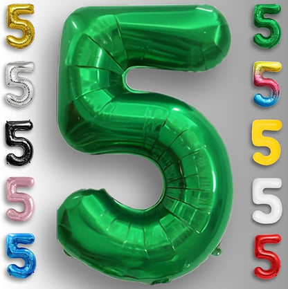 Green Number Balloon 5 Mylar Foil Balloons 32 inch - Image 3
