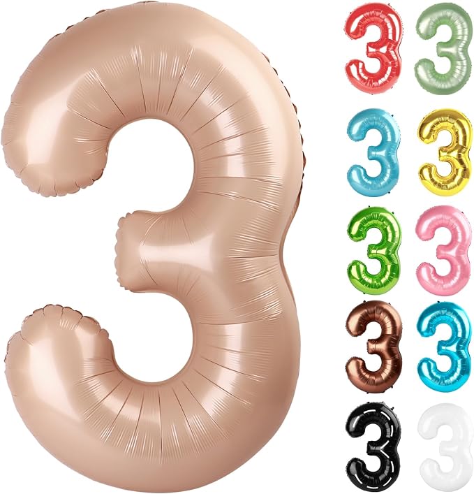 Light Brown Number 3 Balloon 40 Inch by IWERP