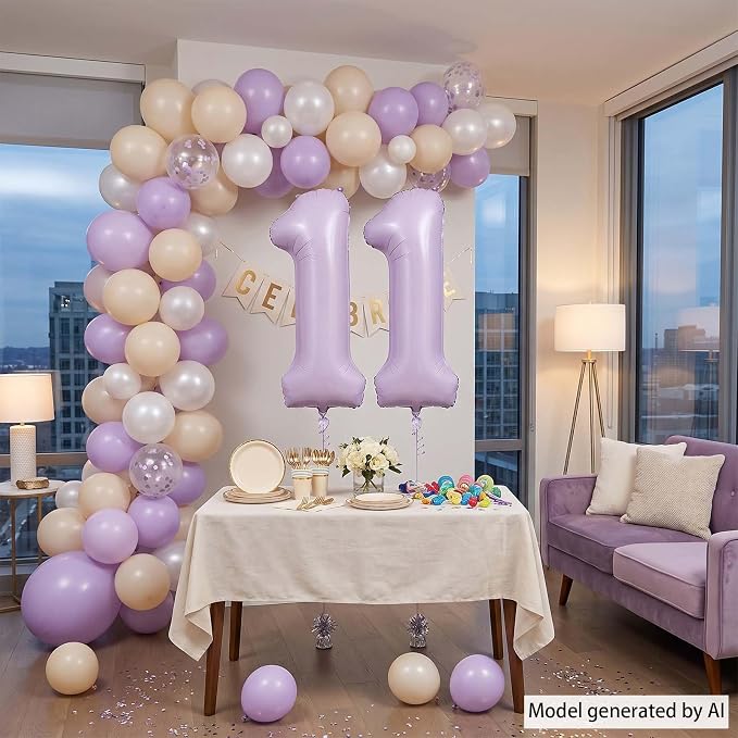 Cream Number 11 Balloon 40 Inch, Foil Digit Set - Image 7