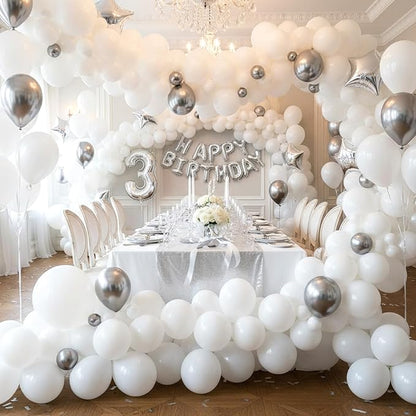 RUBFAC White Balloons Different Sizes Bridal Shower Balloons Arch 154pcs | - Image 5