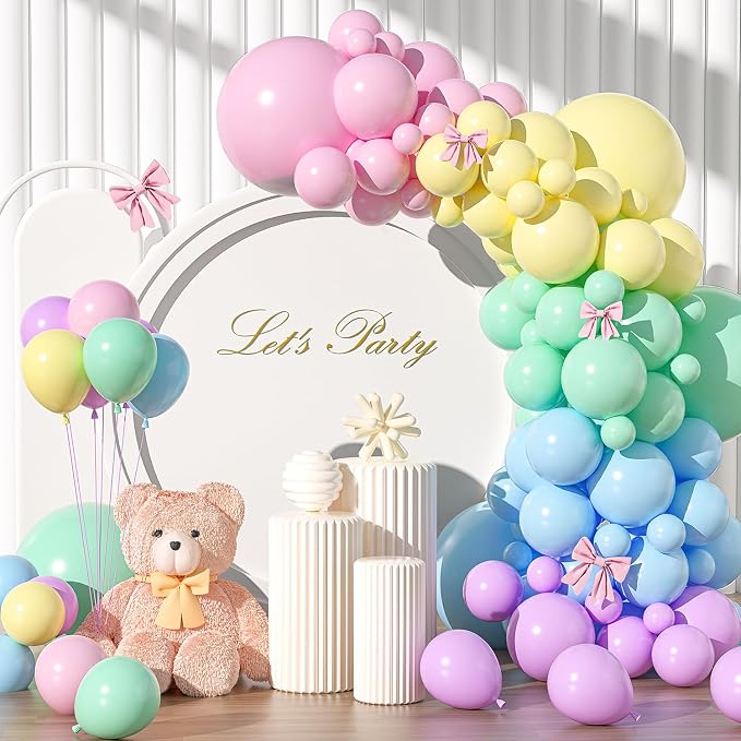 135pcs Pastel Balloons Different Sizes 18" 12" 10" 5" Macaron Latex Balloon by YISHEBAPA