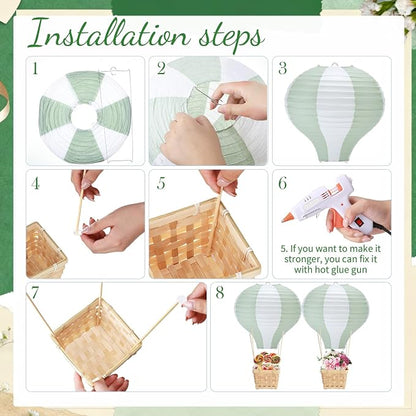 Meooeck 8 Sets Hot Air Balloon Tables Centerpieces, Sage Green | Classroom - Image 4