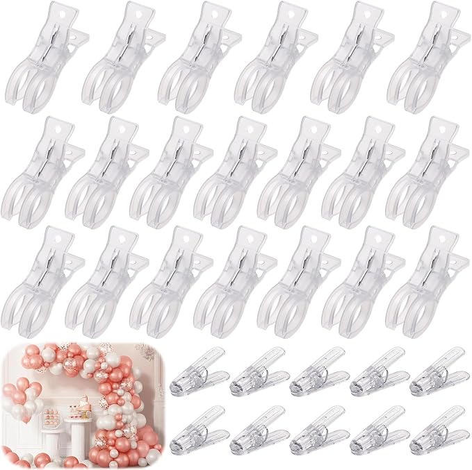 20Pcs Balloon Arch Clips with 10 Small Clip Set | Large Clear Backdrop Clips by WCHOSOZH