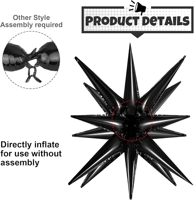 10 Pcs Star Balloons Explosion Balloons Foil Cone Balloon Magic - Image 4