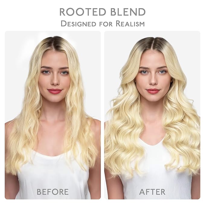 WENNALIFE Clip in Hair Extensions, 24 Inch 120g 7pcs Clip in Hair Extensions Real Human Hair, Ombre Light Dark Brown to Platinum Blonde Human Hair Remy Hair