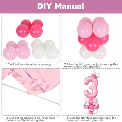40 Inch Pink Number 3 Balloon for 3rd Birthday Decoration Pastel Baby Pink - Image 6