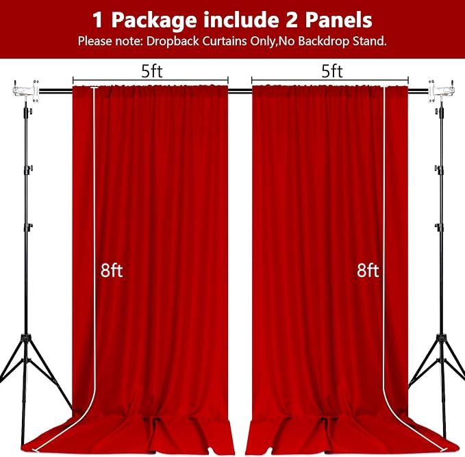 Red Backdrop Curtains for Christmas Party Valentine's Day Arch Stage Wedding - Image 2