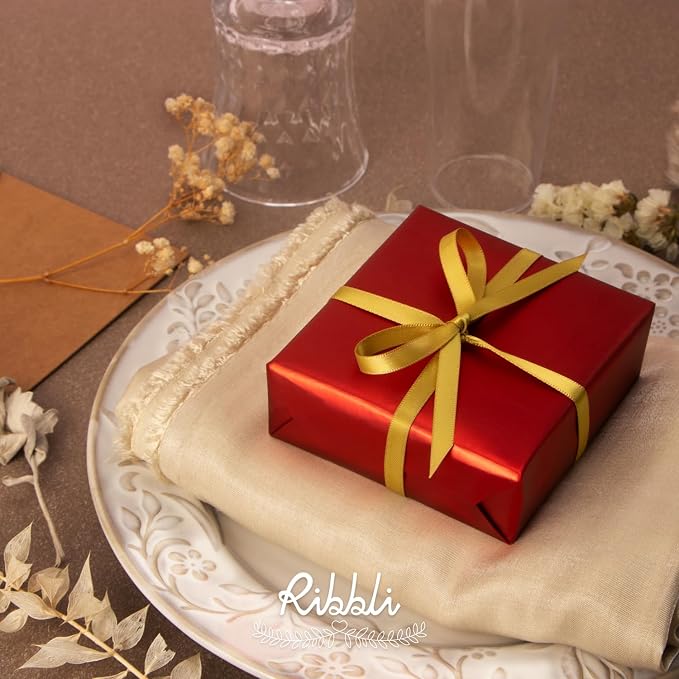 Ribbli Double Faced Gold Satin Ribbon, 1/4” x Continuous 25 Yards, Use - Image 2
