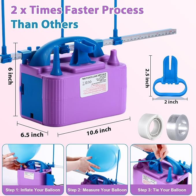 Party Zealot Electric Balloon Inflator Dual Nozzles - Image 2