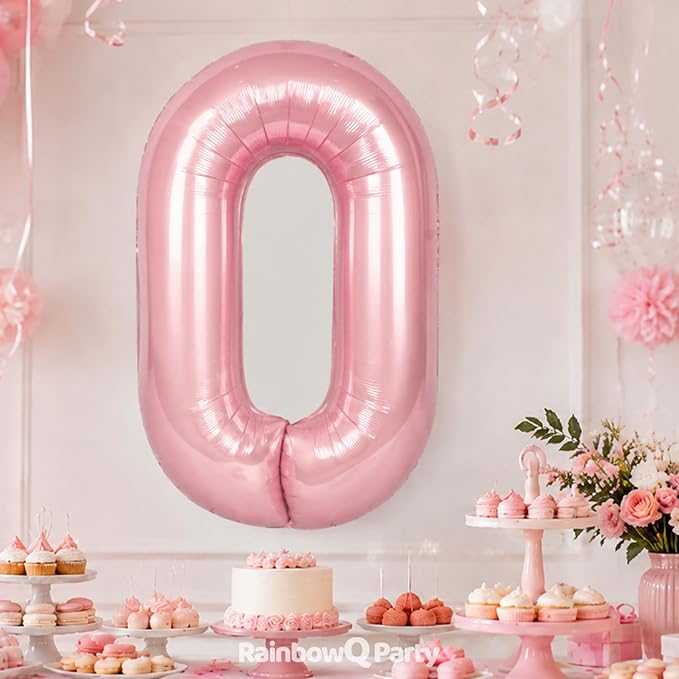 RainbowQ Pink 0 Balloon Number 40 Inch 0-40 Foil Large Balloons | Big Mylar 0 - Image 2