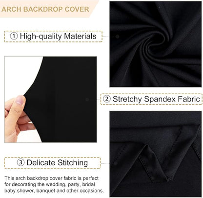 FANPROMS Spandex Arch Backdrop Cover Set of 3 Black Wedding Arch Stand Cover - Image 2
