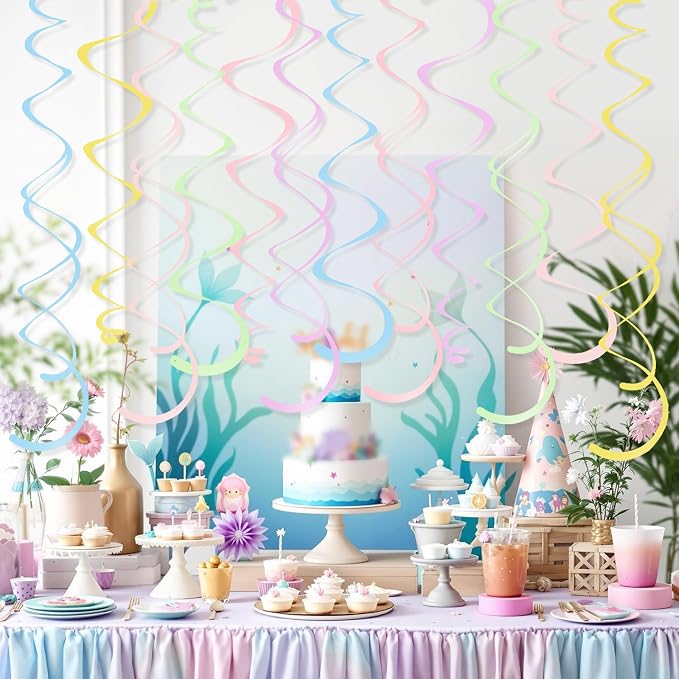 24 PCS Pastel Macarons Hanging Swirl, Sparkle Ceiling Hanging Decorations - Image 5