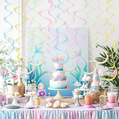 24 PCS Pastel Macarons Hanging Swirl, Sparkle Ceiling Hanging Decorations - Image 5