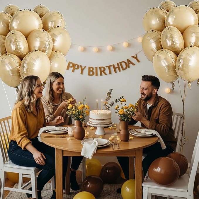 TONIFUL 30Pcs 18 Inch Round Balloons Large Caramel Round Shape Foil Balloons - Image 6