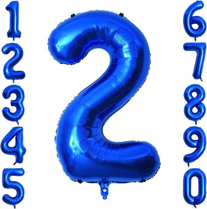 Navy Blue Number 2 Balloon 40 Inch, Shiny Metallic Foil Digit Party Supplies | by Unknown