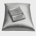 BLISSFORD Satin Pillowcase with Zipper, for Hair and Skin Care, Feels Soft and Cool Like a Silk Pillowcase, Satin Pillow Cases 2 Pack, Slik Pillow Cover, Grey, King Size, Set of 2