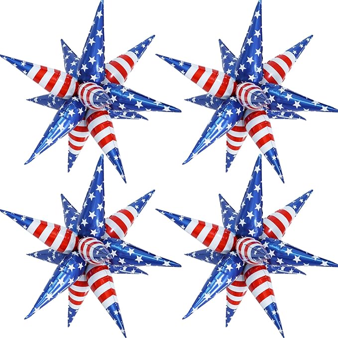 32" American Balloons Patriotic Balloons Star Red White Blue Balloon by Enimapod