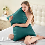 INFIIXSO Mulberry Silk Pillowcase for Hair and Skin, Silk Pillow Cases Queen Size Set of 2 with Hidden Zipper 20x30 Inches, Ultra Smooth and Soft Cooling Pillow Cases for Hot Sleepers(Teal, 2 Pack)