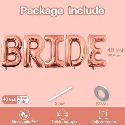 40 Inch Rose Gold BRIDE Letter Foil Balloons, Giant Mylar Helium Balloons - Image 2