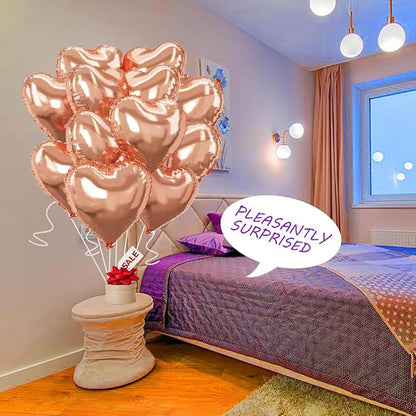 Rose Gold Heart Balloons，18 Inch Foil Mylar Love Heart Shaped Balloons - Image 4