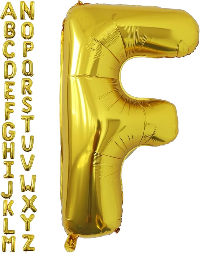 VHUWE 40 inch Gold Letter F Balloon, Big Size Alphabet Foil Mylar Helium by VHUWE
