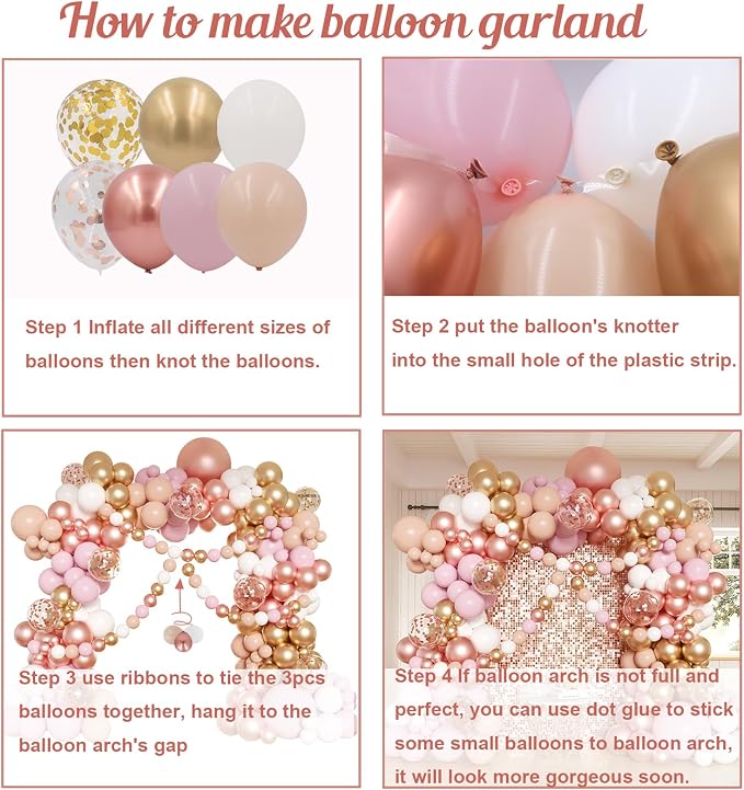 Rose Gold and White Balloons Garland Arch Kit - Image 3