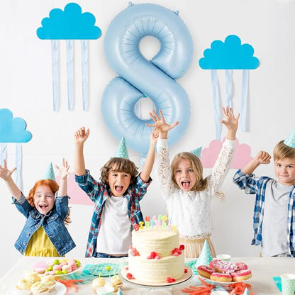 Light Blue Number 8 Balloon, 40 Inch Big Large Foil Number Balloons, Giant - Image 4