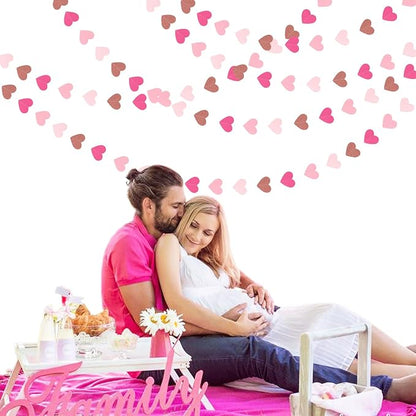 Light-Pink Rose-Gold Valentines Party-Decorations Heart-Garland - 52ft Red - Image 6
