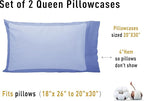 Sunflower Queen Pillowcases Set of 2, 100% Cotton Queen Size Pillow Cases 2, 20×30 inches Purplish Blue, Soft and Breathable