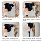Chicmoi Blonde Ponytail Extainson 32 Inch Flexible Wrap Around Ponytail Hair Extension Long Wavy Pony Tails hair Extension Synthetic Hairpieces For Women and Girls