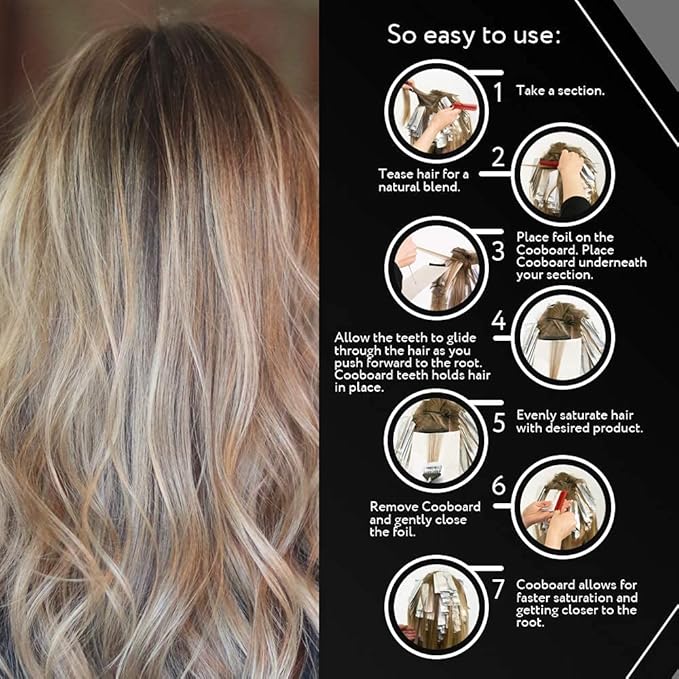 Authentic Cooboard Balayage Board with Teeth | Original Highlighting Paddle from The Maker of Cooboard Hair Highlighting Kit | Easy to Clean, Sturdy, Lightweight (Cooboard Red)
