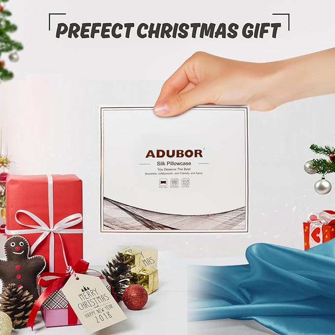 Adubor 100% Silk Pillowcase - Mulberry Silk Pillow Cases, 23 Momme 6A Grade Fibers, Silk Pillow Case for Hair and Skin Health, with Hidden Zipper (King 20''×36'', Peacock Blue, 1PC)