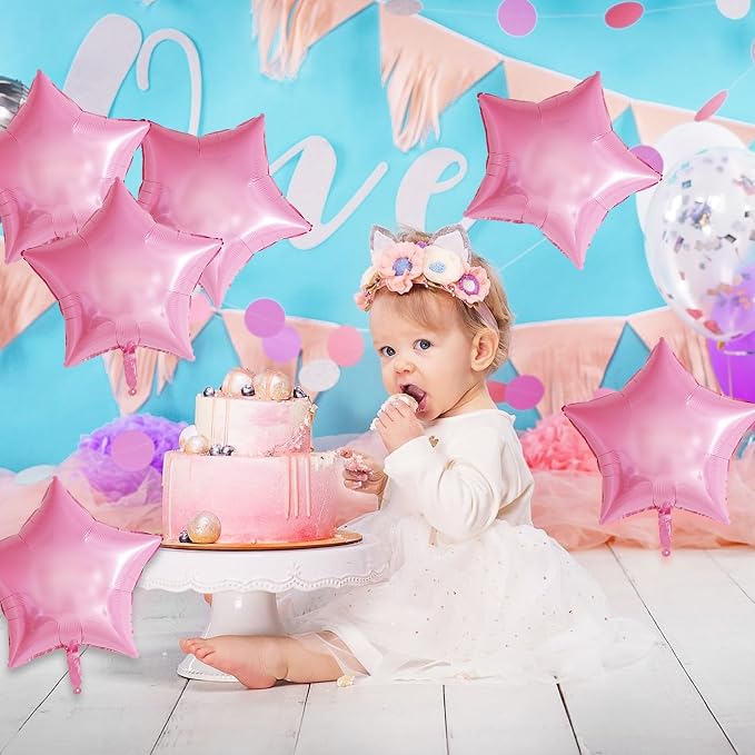 Pink Star Balloons, 18 Inches Star Foil Balloons - Image 4